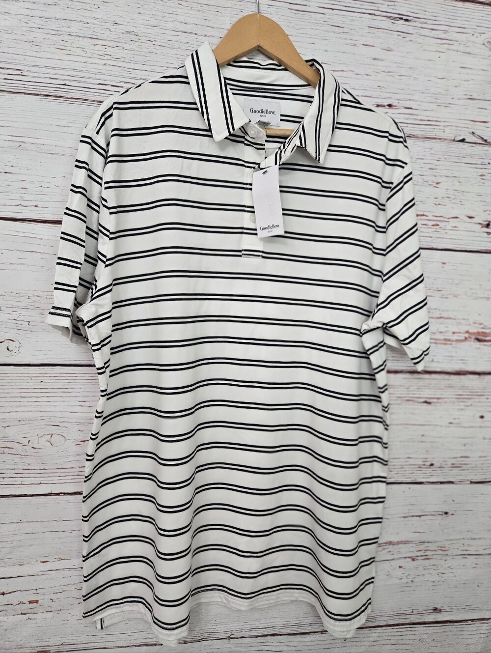 Goodfellow & Co Men’s Striped Polo Shirt XL NWT White Black